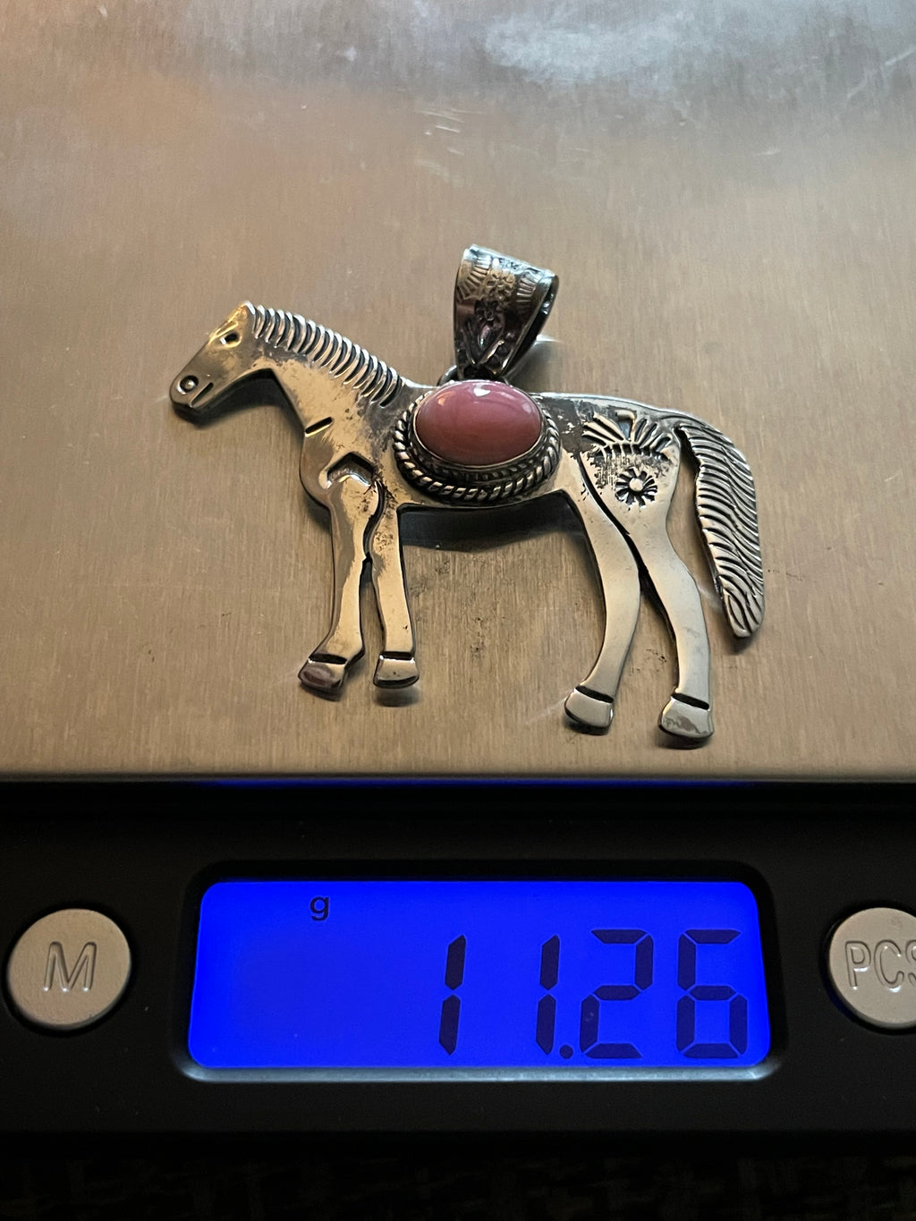 Pink Conch Horse Pendant | Sterling Silver 925 B840