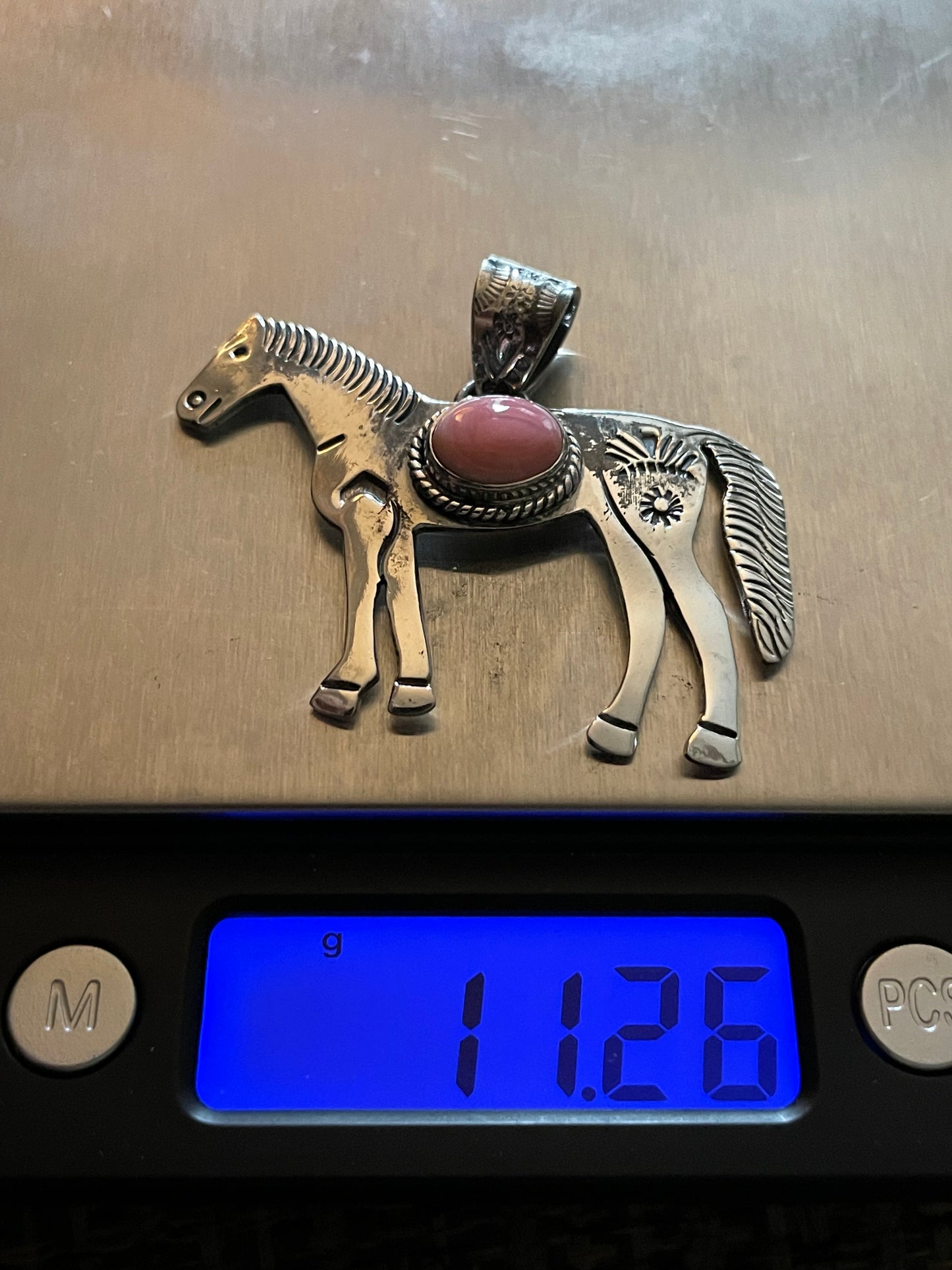 Pink Conch Horse Pendant | Sterling Silver 925 B840