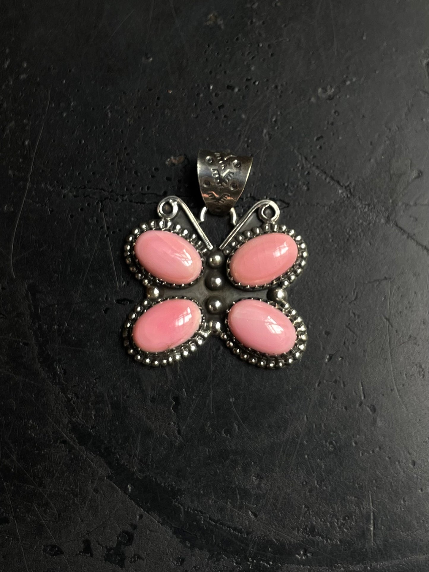 Pink Conch Butterfly Pendant | 925 Sterling Silver E229