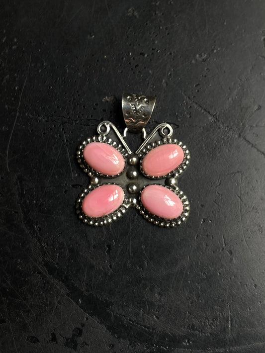 Pink Conch Butterfly Pendant | 925 Sterling Silver E229