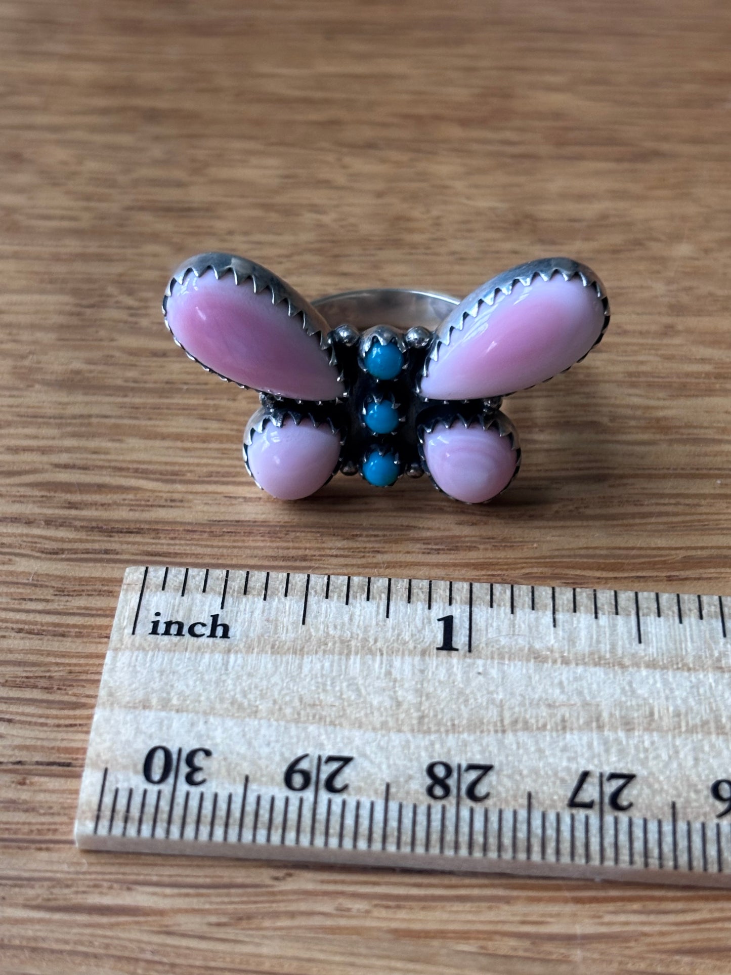 Pink Conch Butterfly Ring Size 7 | 925 Sterling Silver A103