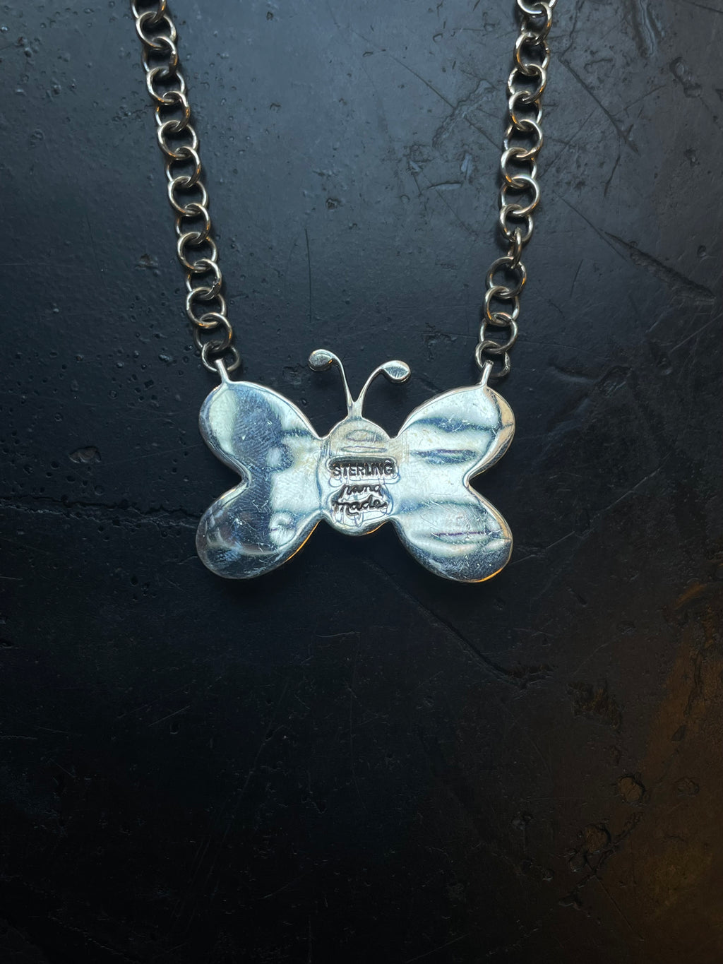 Pink Conch Butterfly Necklace | Cluster Pendant | 925 Silver E572