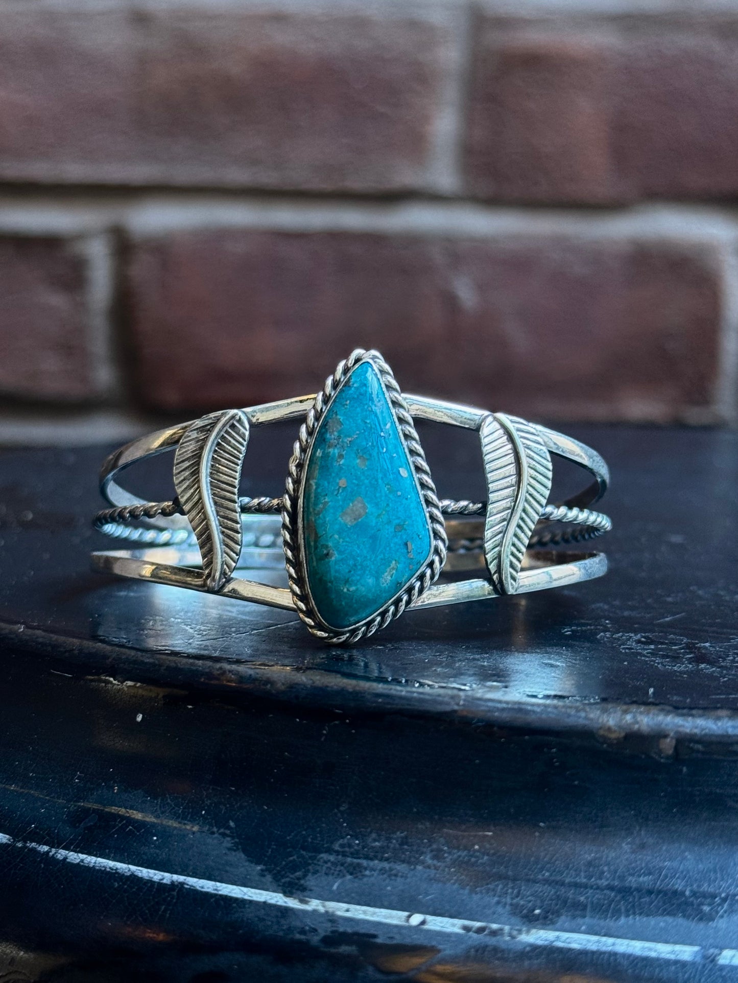 Asymmetrical Turquoise Cuff Bracelet | Sterling Silver | A852