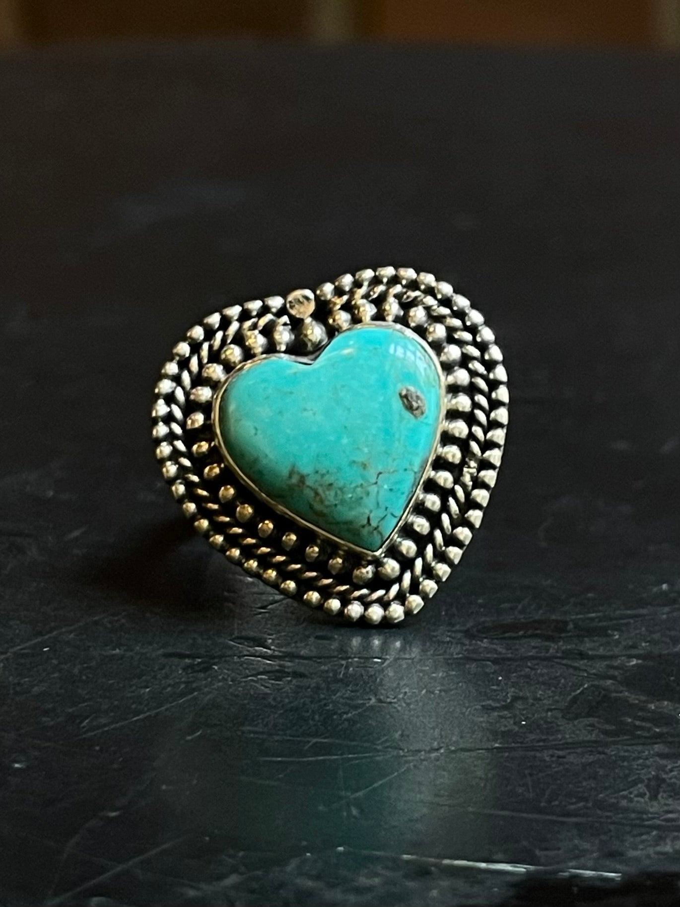 Turquoise Heart Ring Size 9 | Sterling Silver E853
