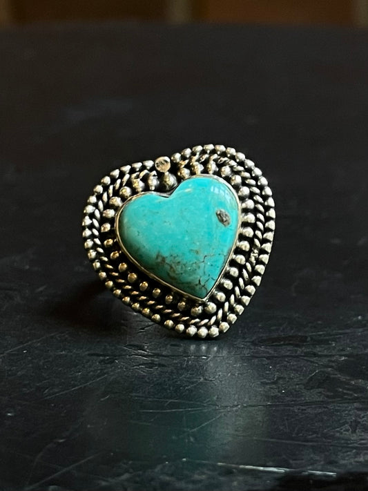 Turquoise Heart Ring Size 9 | Sterling Silver E853