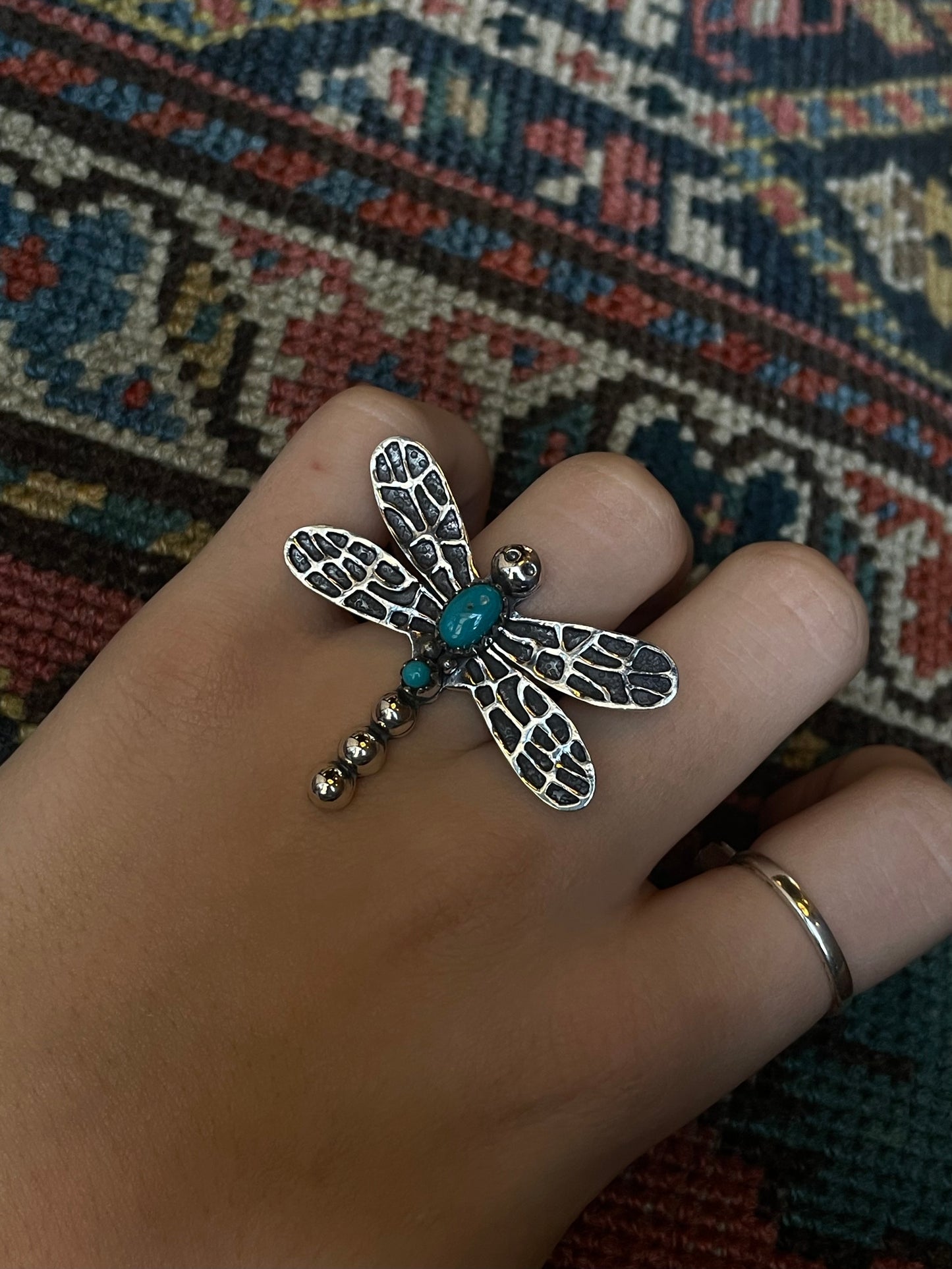 Turquoise Dragonfly Ring | Sterling Silver 925 Size 6.5 C724