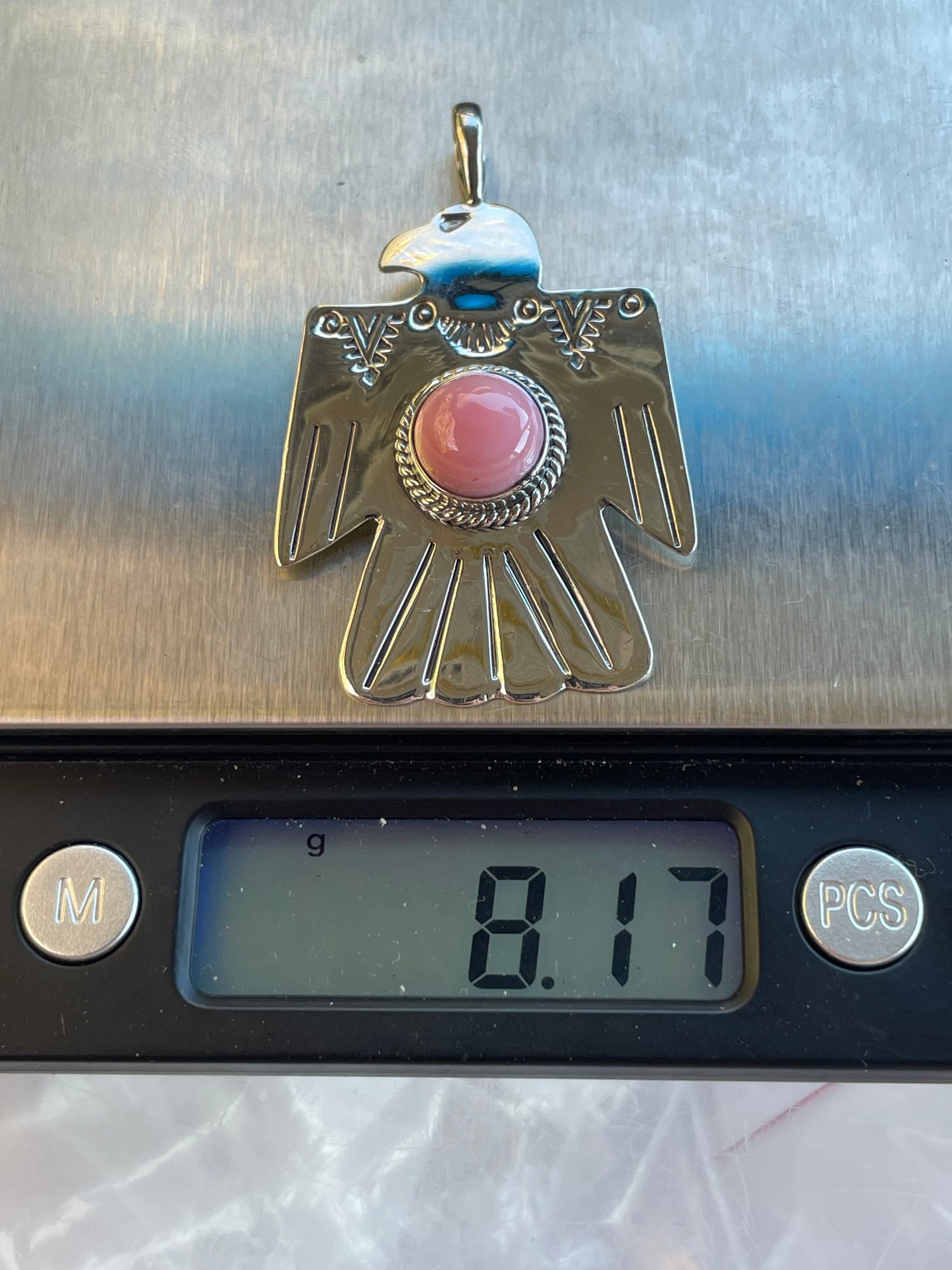 Pink Conch Thunderbird Pendant | Sterling Silver 925 B713
