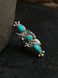 Kingman Turquoise Feather Ring Size 6.25 | 925 Sterling Silver Southwest E212