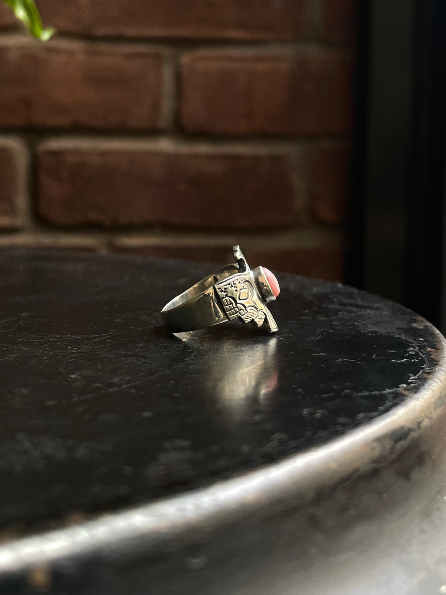 Pink Conch Thunderbird Ring | 925 Sterling Silver | Size 8 E302
