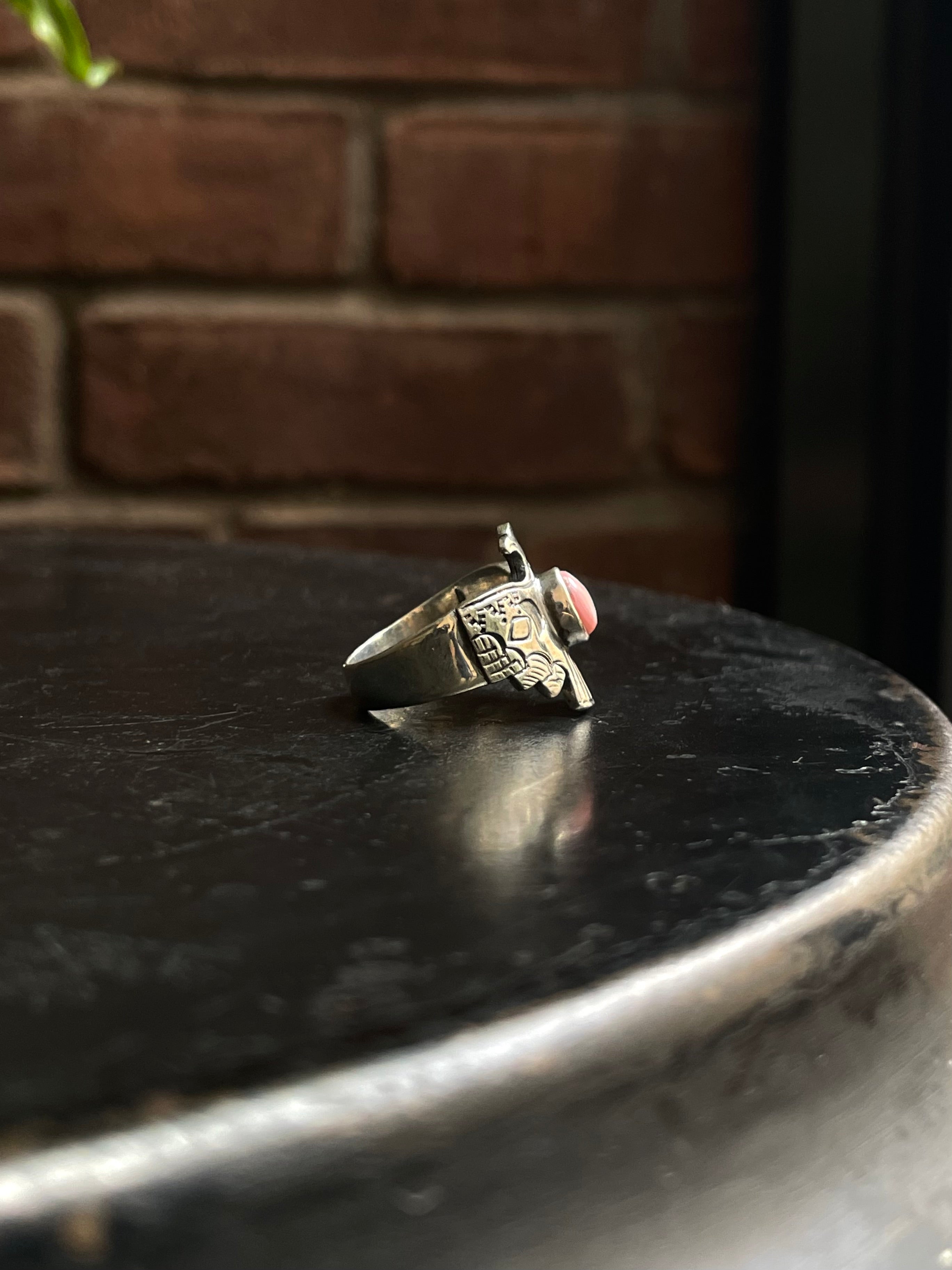Pink Conch Thunderbird Ring | 925 Sterling Silver | Size 8 E302