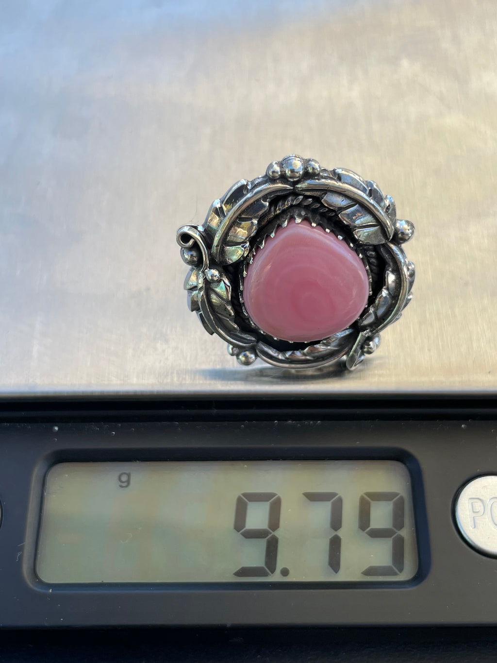 Pink Conch Leaf Design Ring | 925 Sterling Silver | Size 7 B338