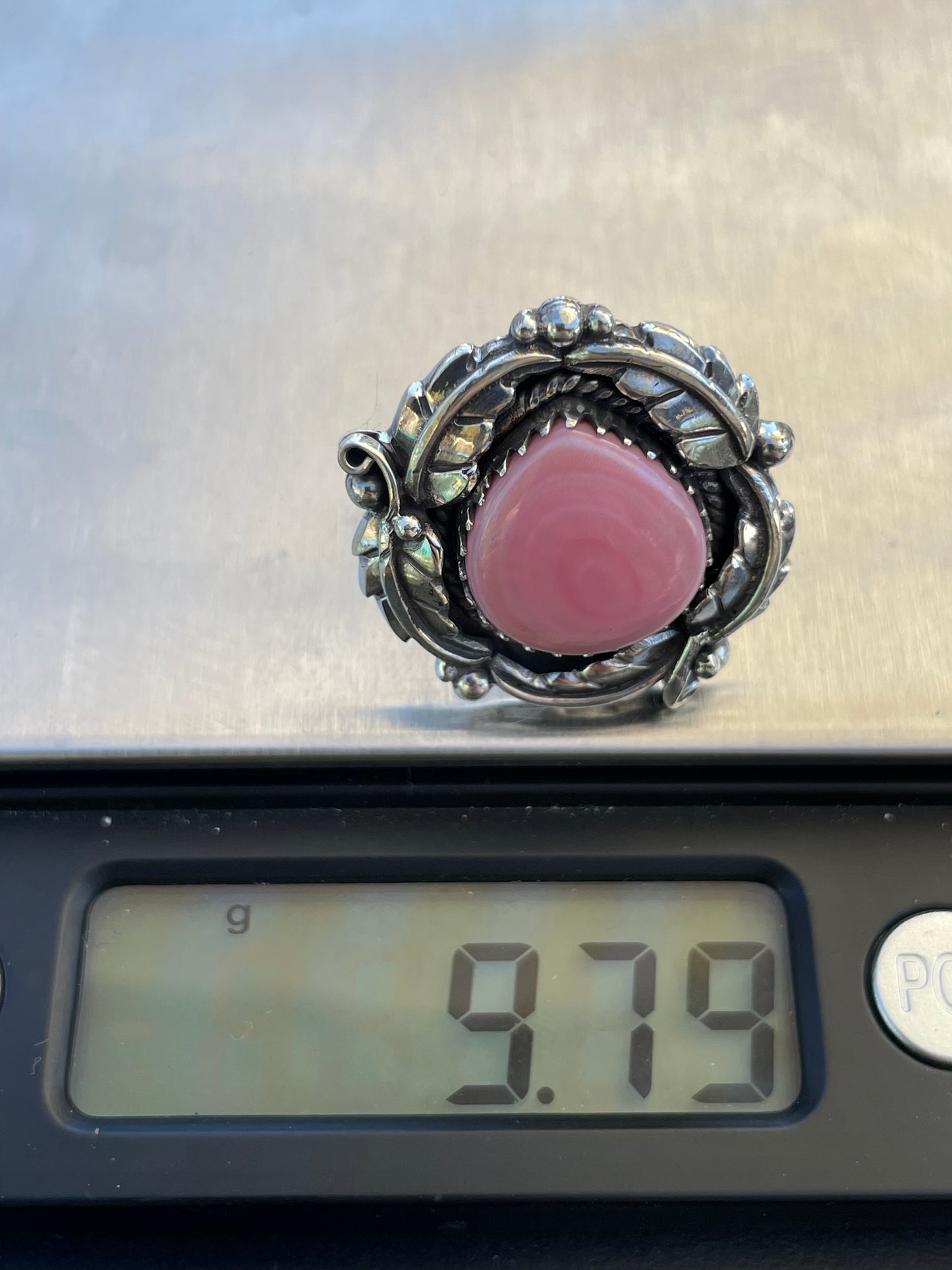 Pink Conch Leaf Design Ring | 925 Sterling Silver | Size 7 B338