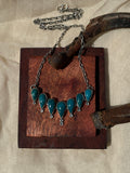 Turquoise Teardrop Bib Necklace | 925 Sterling Silver D320
