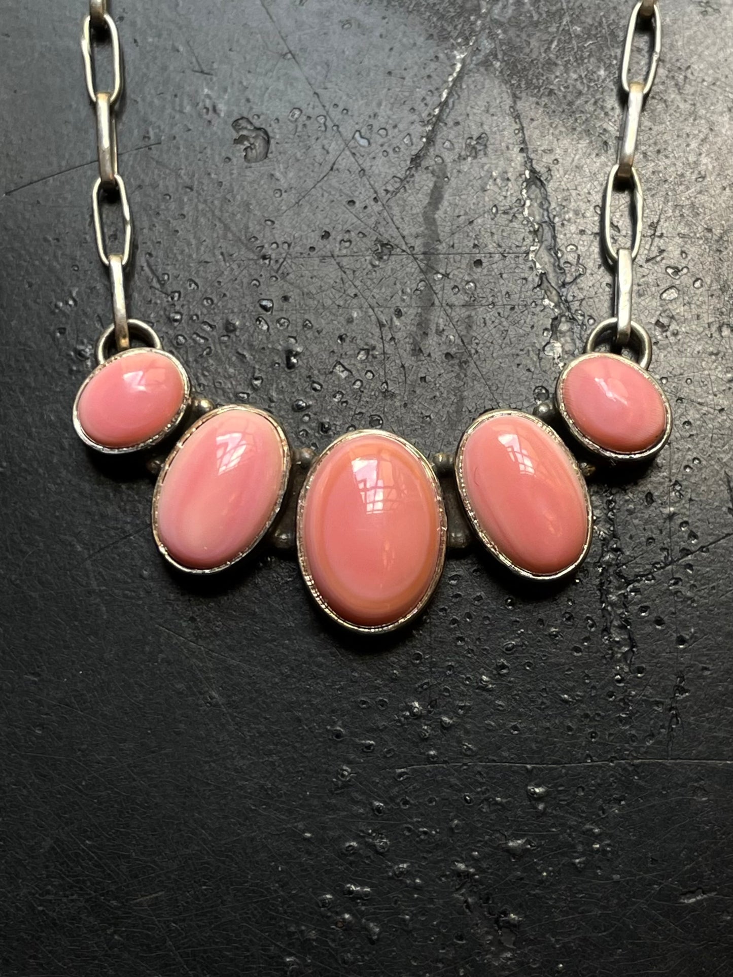 Pink Conch Bar Necklace | 925 Sterling Silver E973