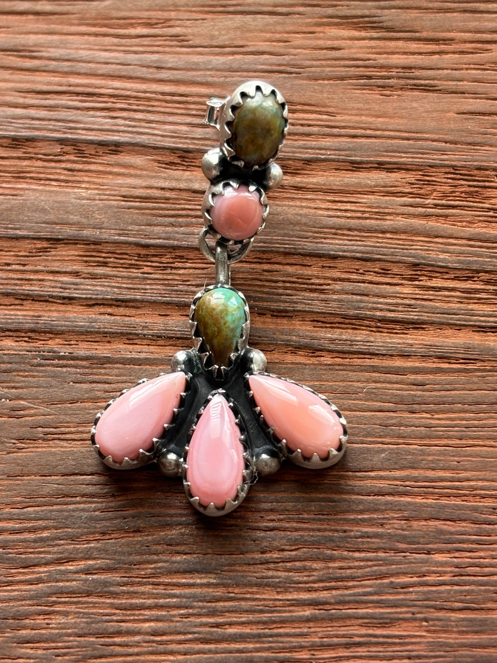 Pink Conch & Turquoise Stud Earrings | 925 Sterling Silver