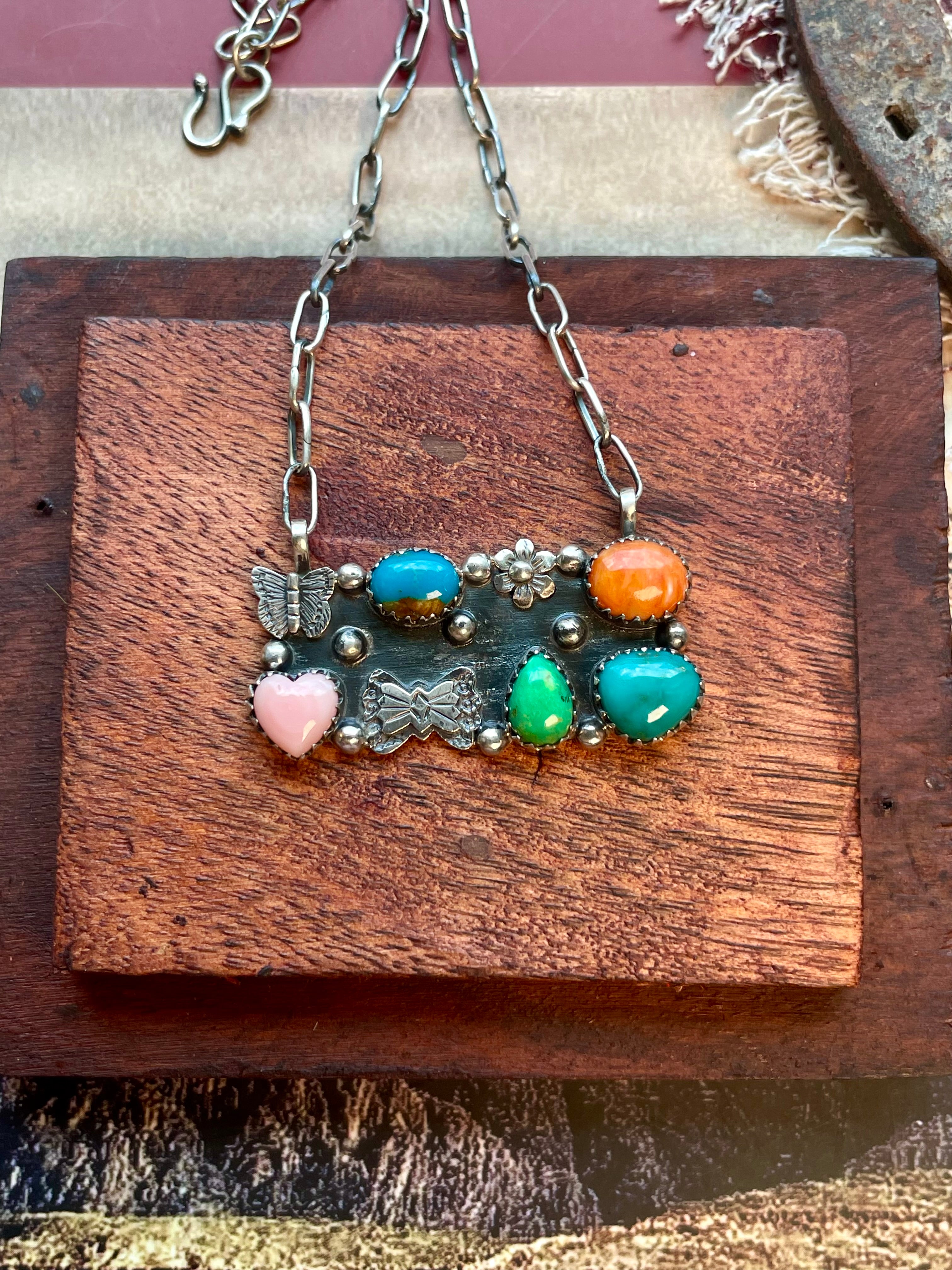 Multi-Stone Bar Necklace | 925 Sterling Silver D213
