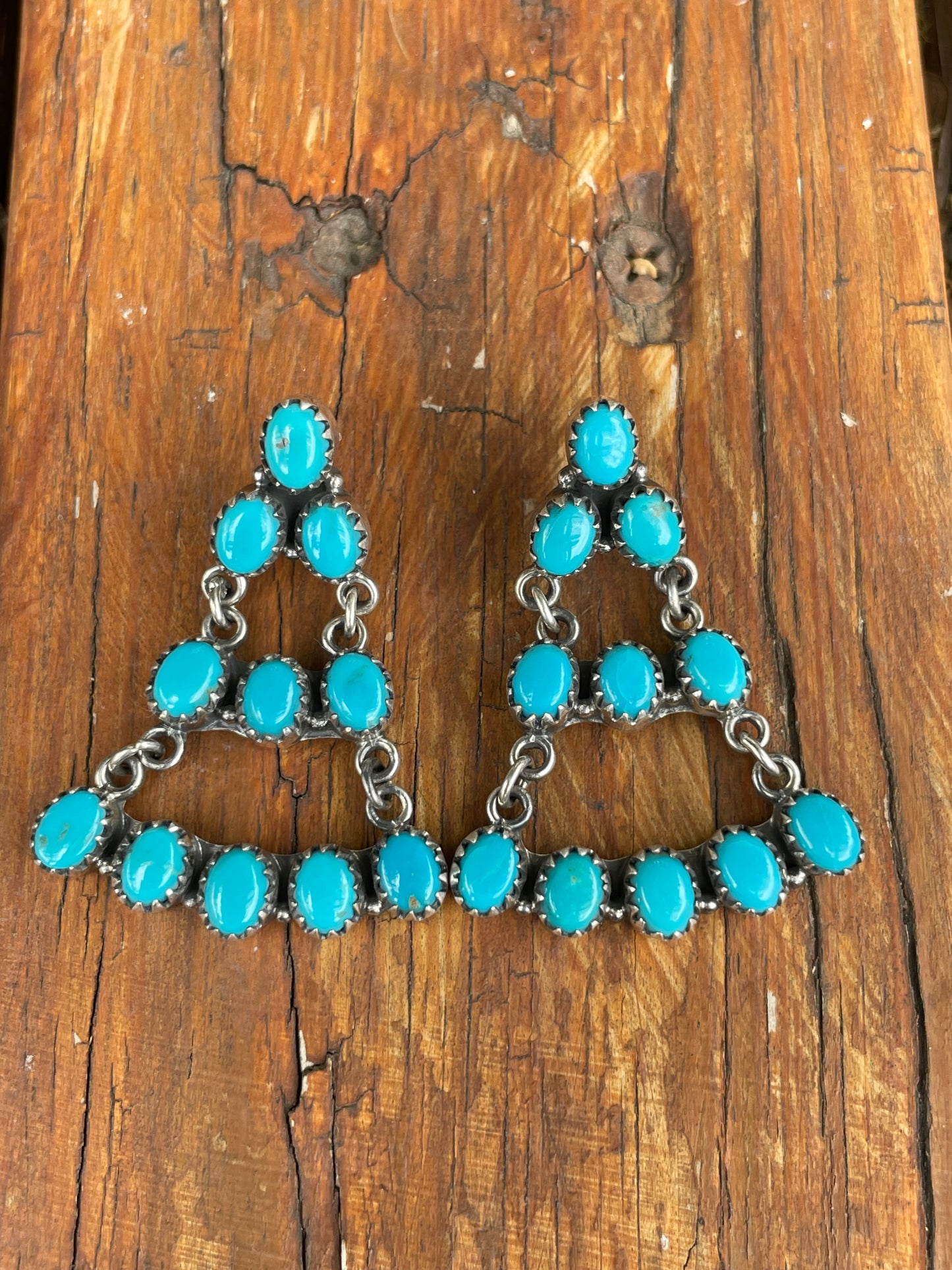 Kingman Turquoise Chandelier Stud Earrings | 925 Sterling Silver B971