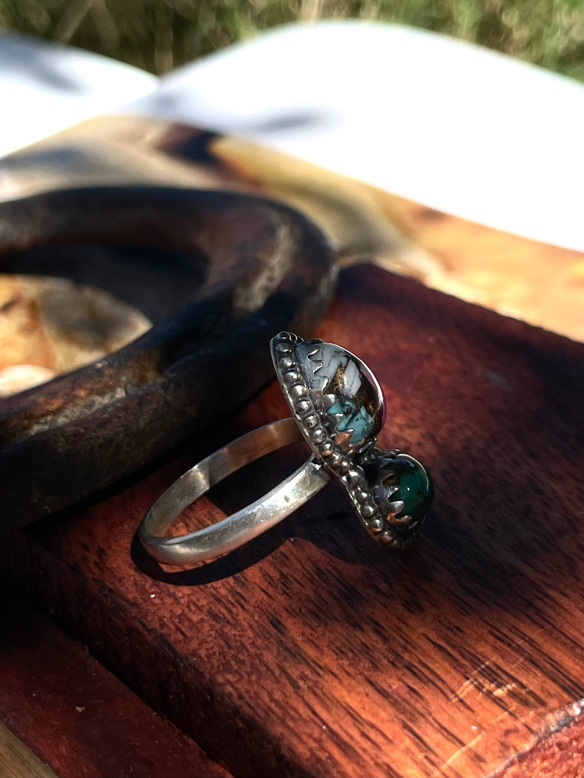 Cotton Candy & Turquoise Ring | 925 Sterling Silver | Size 8 D346