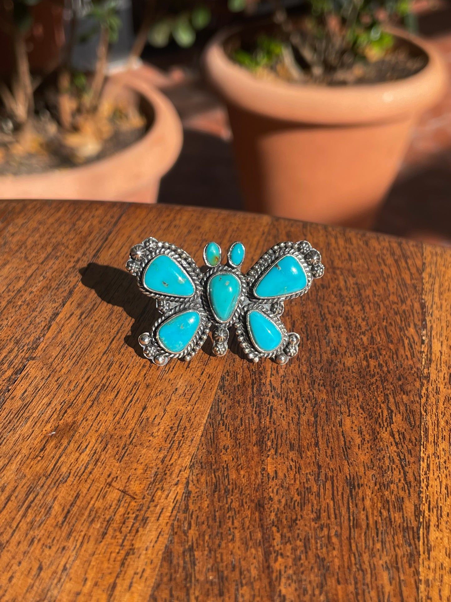 Turquoise Butterfly Ring Size 9 | 925 Sterling Silver C852