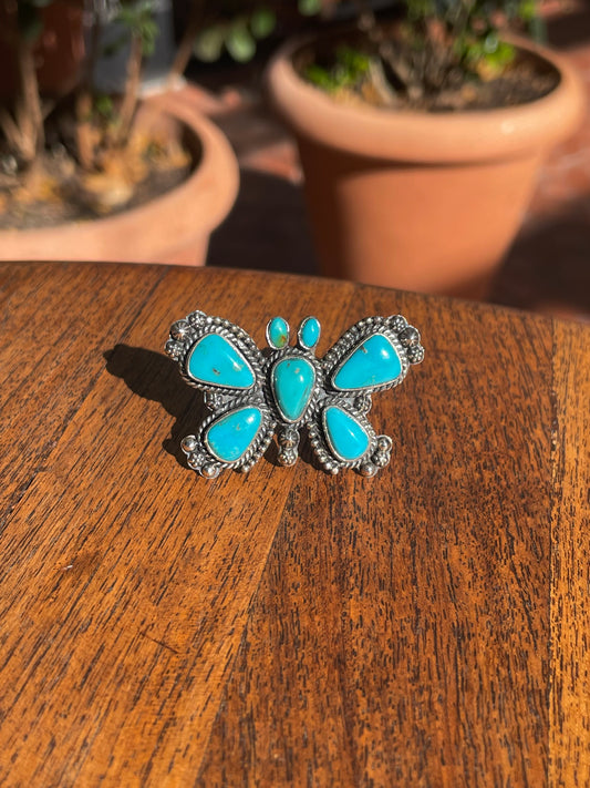 Turquoise Butterfly Ring Size 9 | 925 Sterling Silver C852