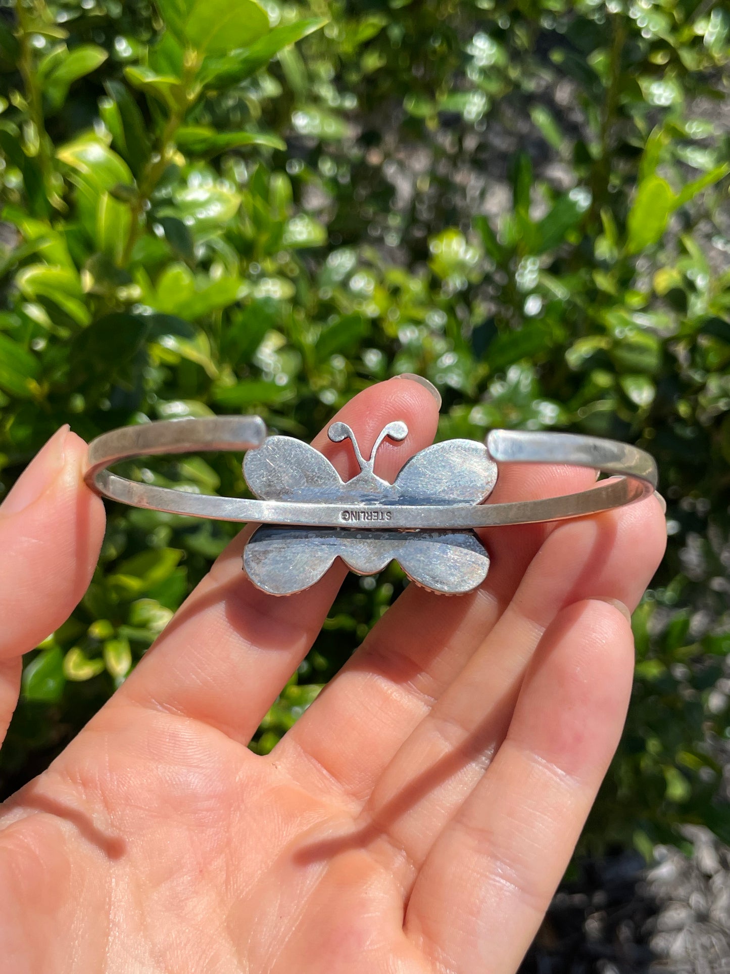Kingman Turquoise Butterfly Cuff Bracelet | 925 Sterling Silver D154