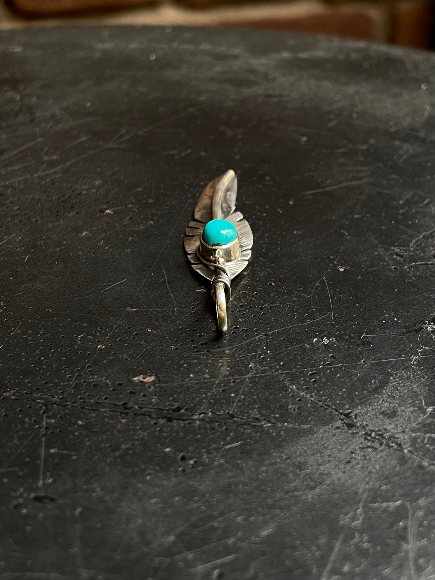 Turquoise Feather Pendant | 925 Sterling Silver E227