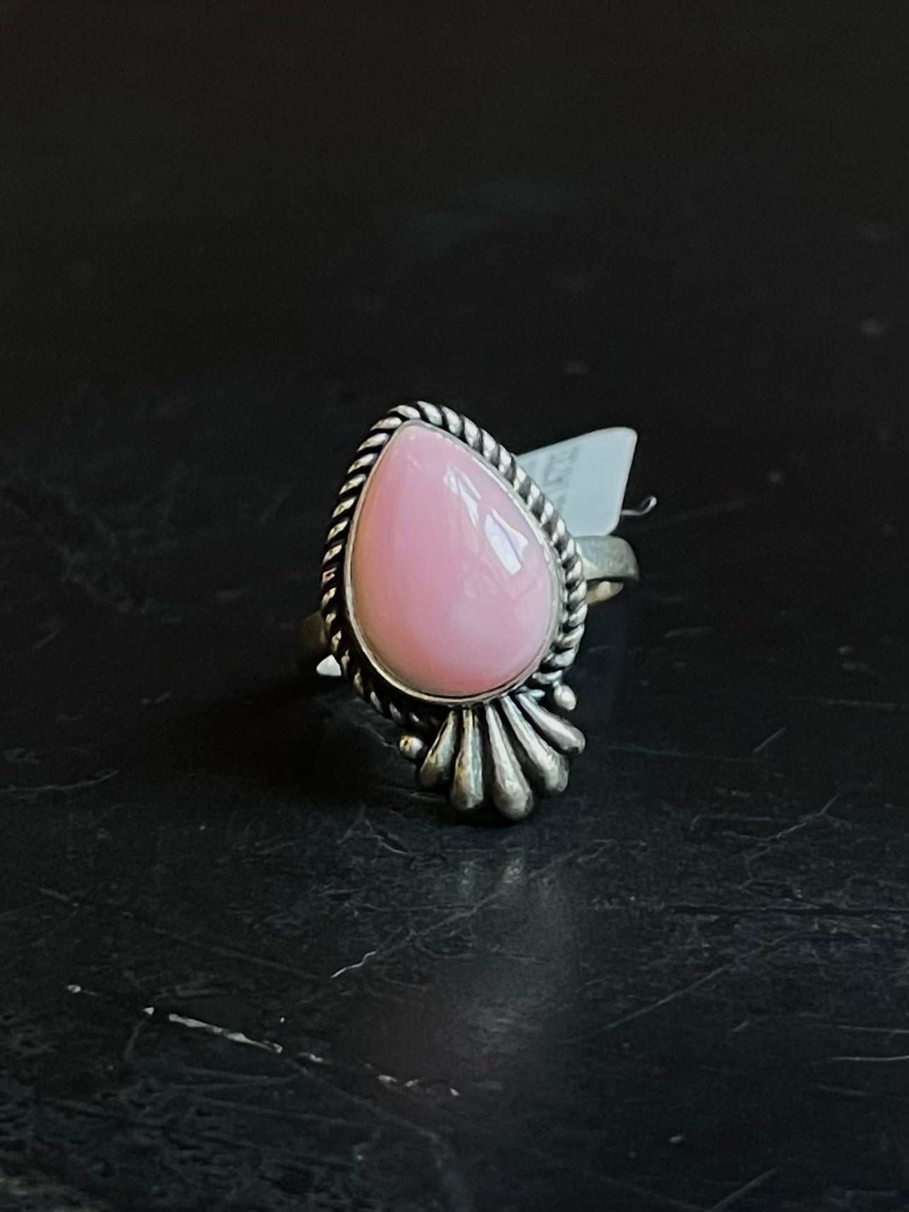Pink Conch Teardrop Ring | Sterling Silver | Size 6 | A733