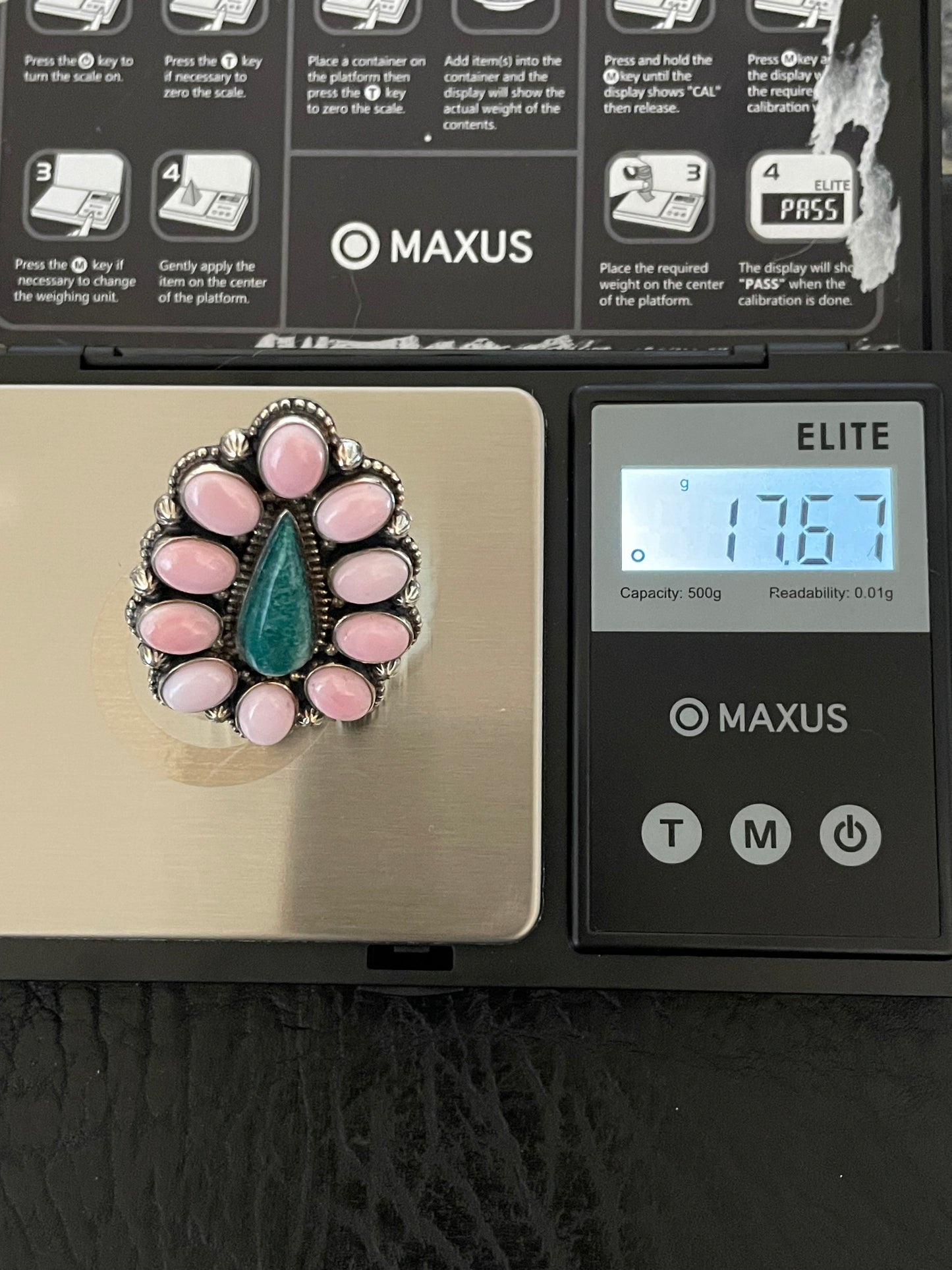 Turquoise and Pink Conch Ring | Size 6 | 925 Sterling Silver E193