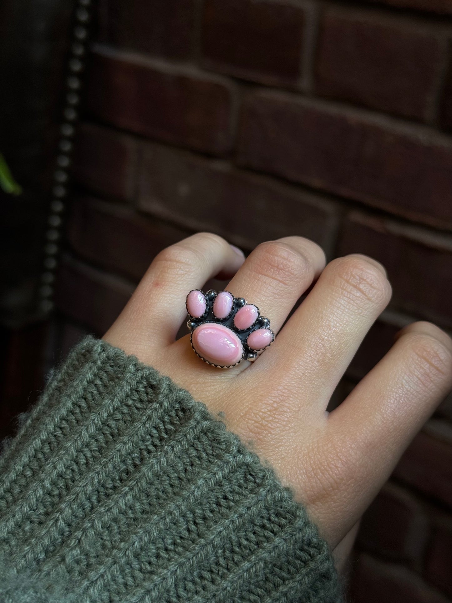 Pink Conch Paw Ring Size 7 | 925 Sterling Silver C456