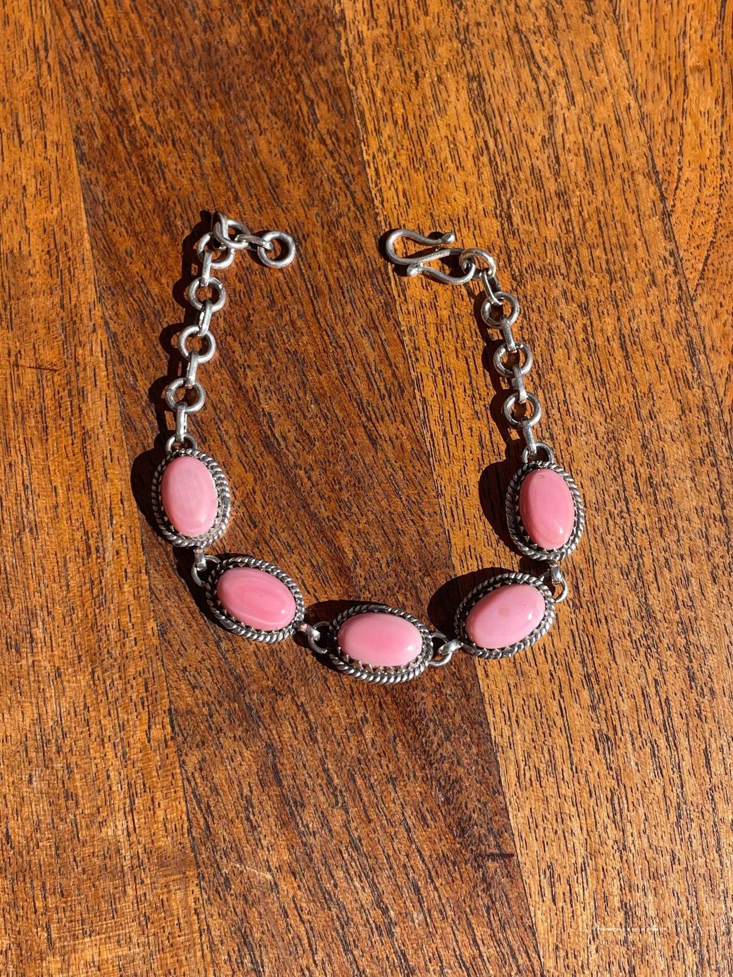 Pink Conch Link Bracelet | 925 Sterling Silver C844