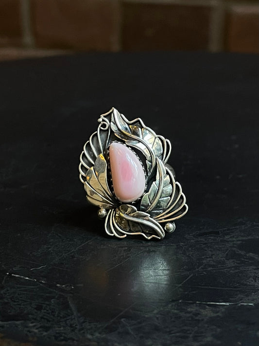 Pink Conch Feather Ring | 925 Sterling Silver Size 9 E470