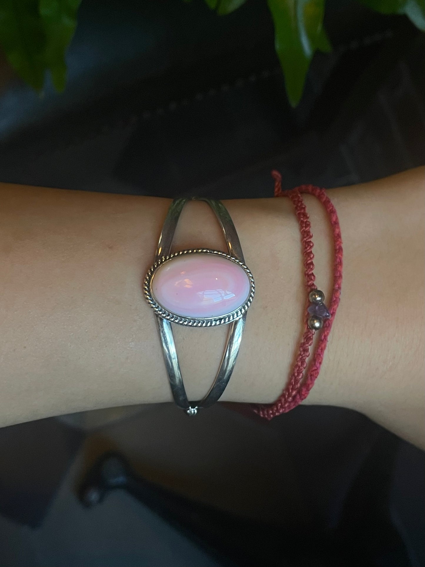 Pink Conch Cuff Bracelet | 925 Sterling Silver C902