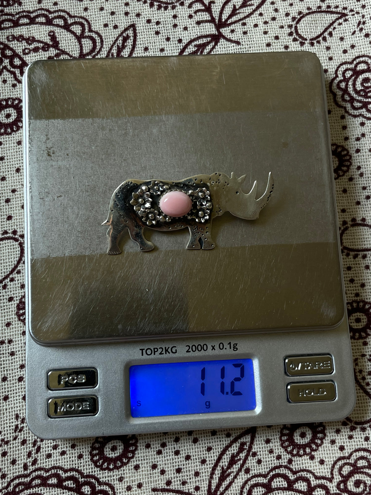 Pink Conch Rhino Pendant | 925 Sterling Silver D328
