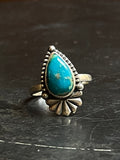 Kingman Turquoise Pear Ring | Sterling Silver | Size 9 | A321