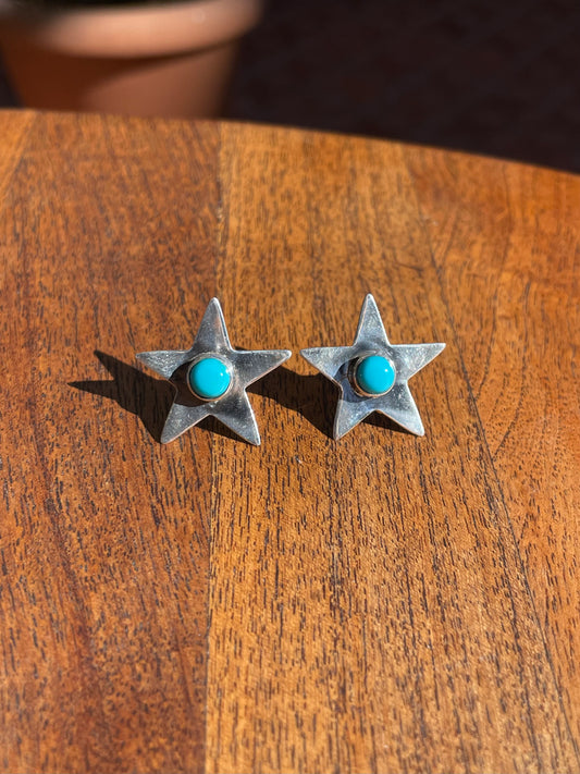 Kingman Turquoise Star Stud Earrings | 925 Sterling Silver C825