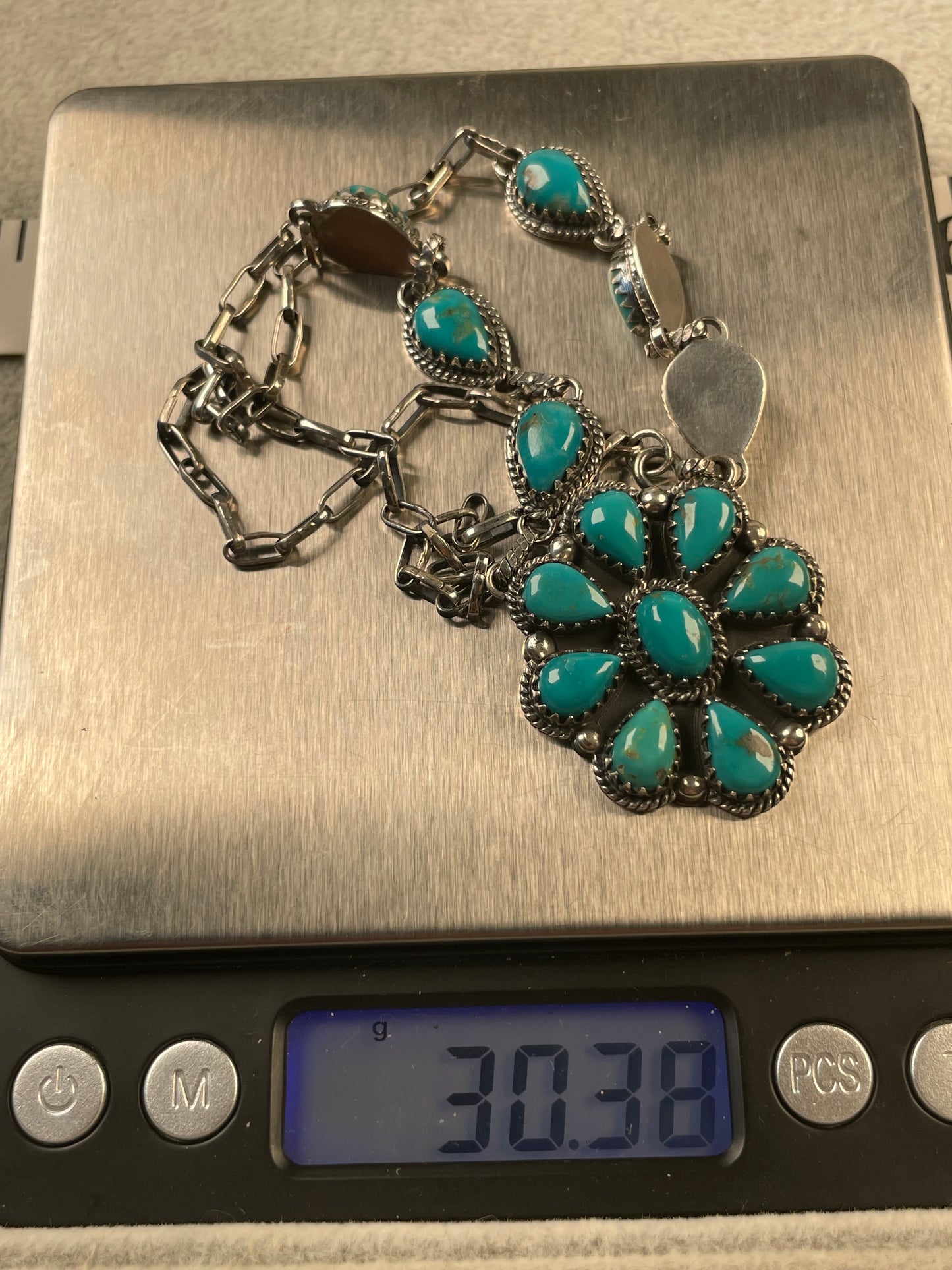 Turquoise Cluster Necklace | 925 Sterling Silver D159