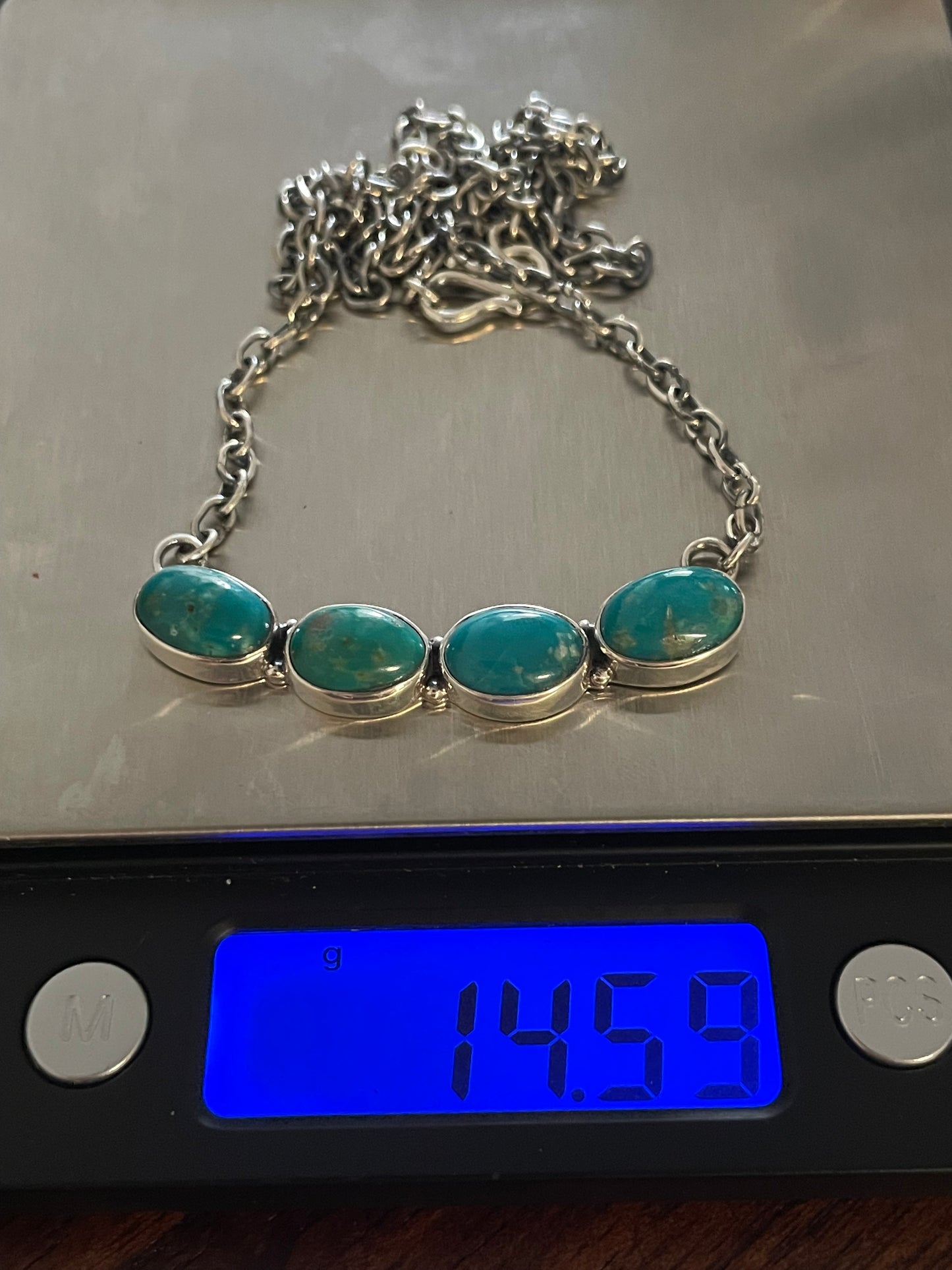 Turquoise Bar Chain Necklace | 925 Sterling Silver X46