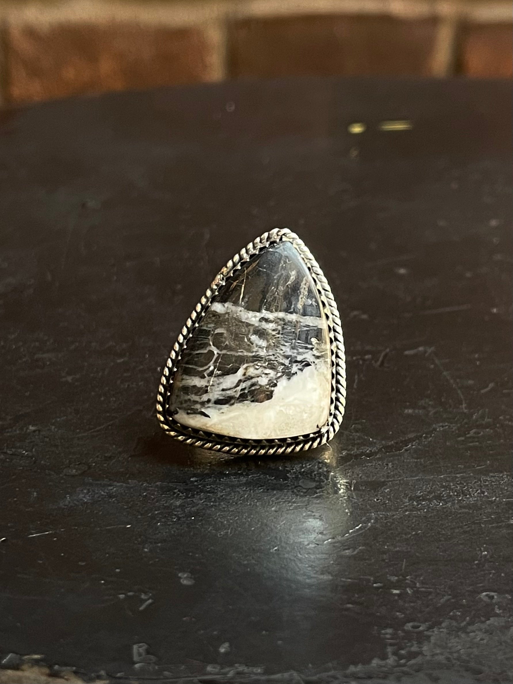 White Buffalo Ring Size 8 | 925 Sterling Silver G647