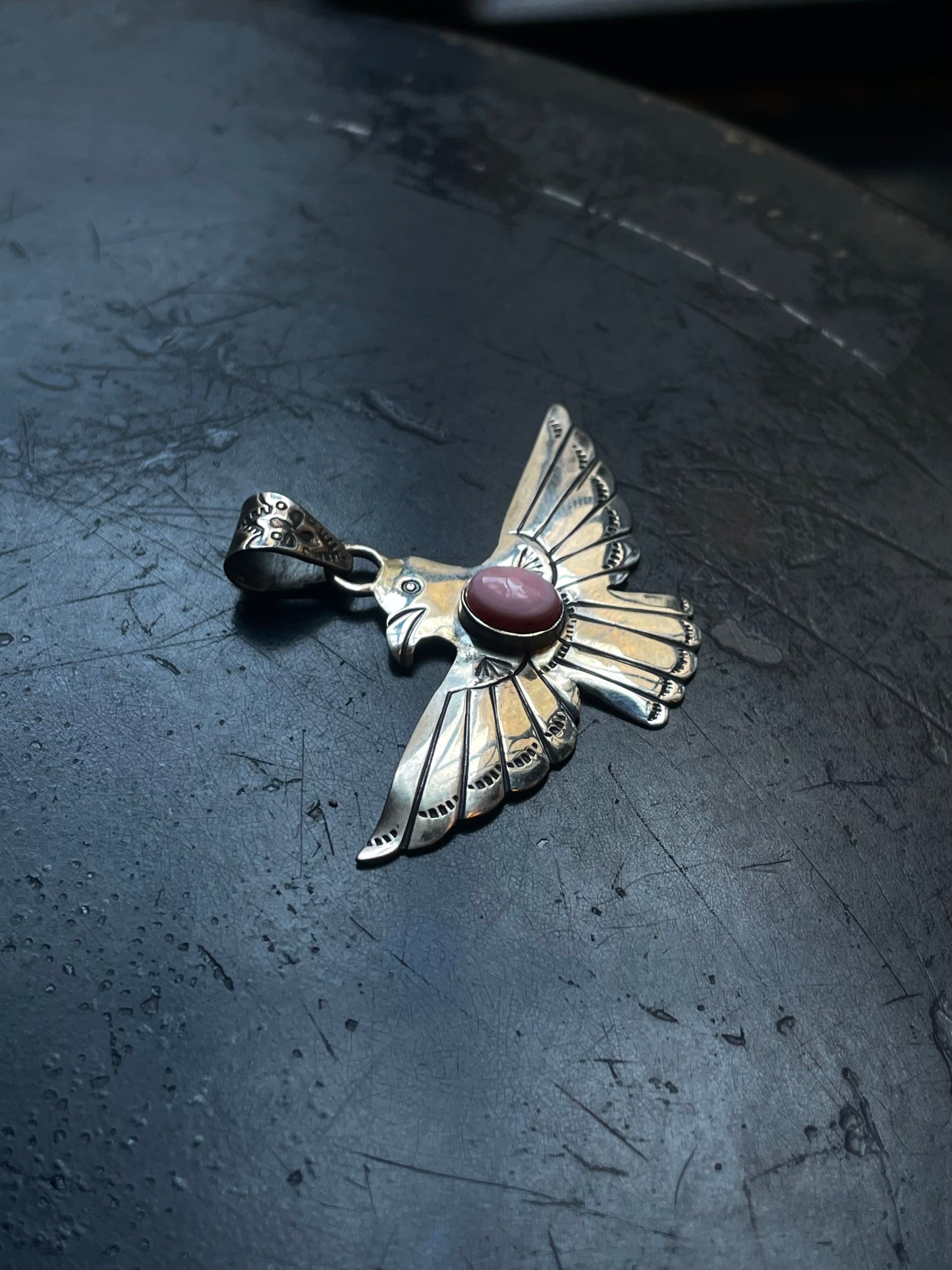 Pink Conch Thunderbird Pendant | 925 Sterling Silver E501