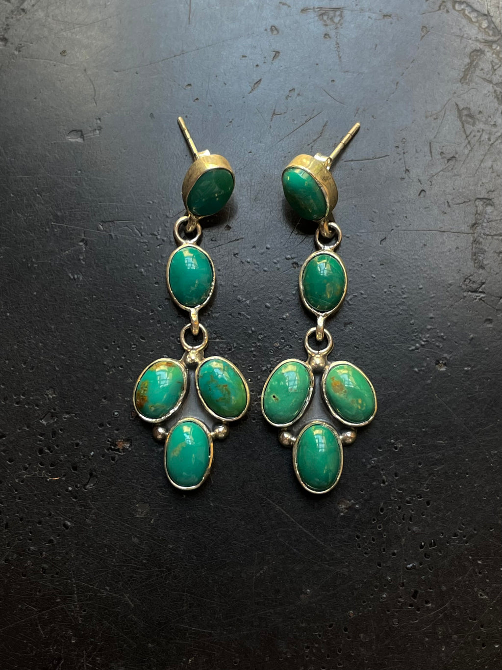 Kingman Turquoise Stud Dangle Earrings | 925 Sterling Silver G657