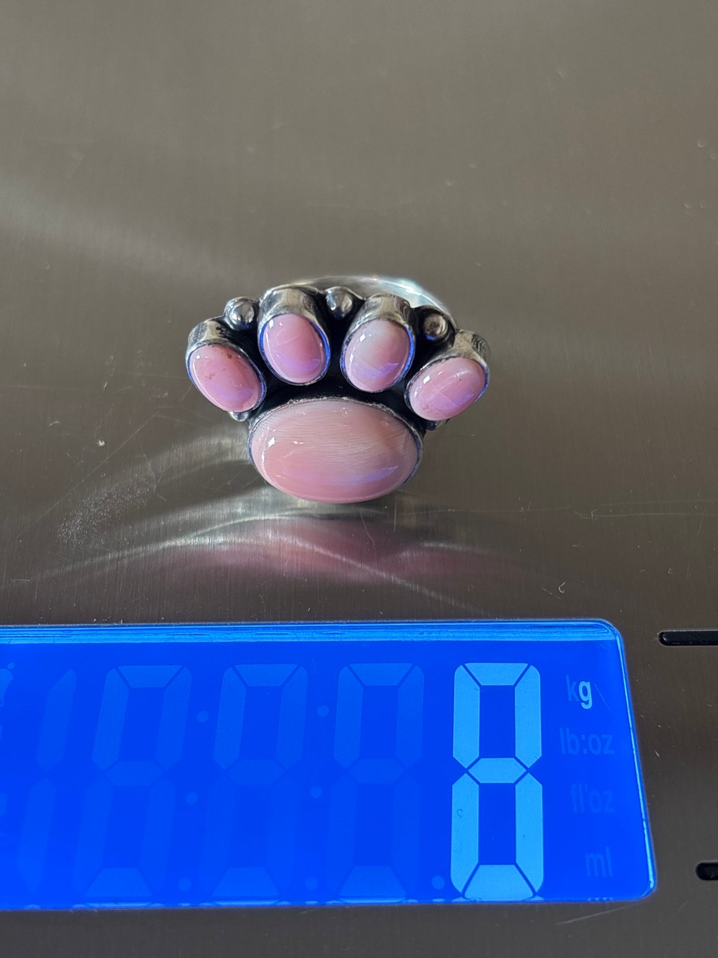 Pink Conch Paw Ring | Sterling Silver 925 Size 8.5 C701