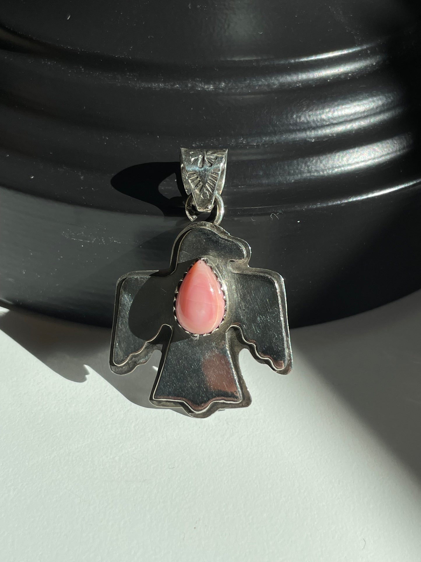 Pink Conch Thunderbird Pendant | Sterling Silver 925 B842