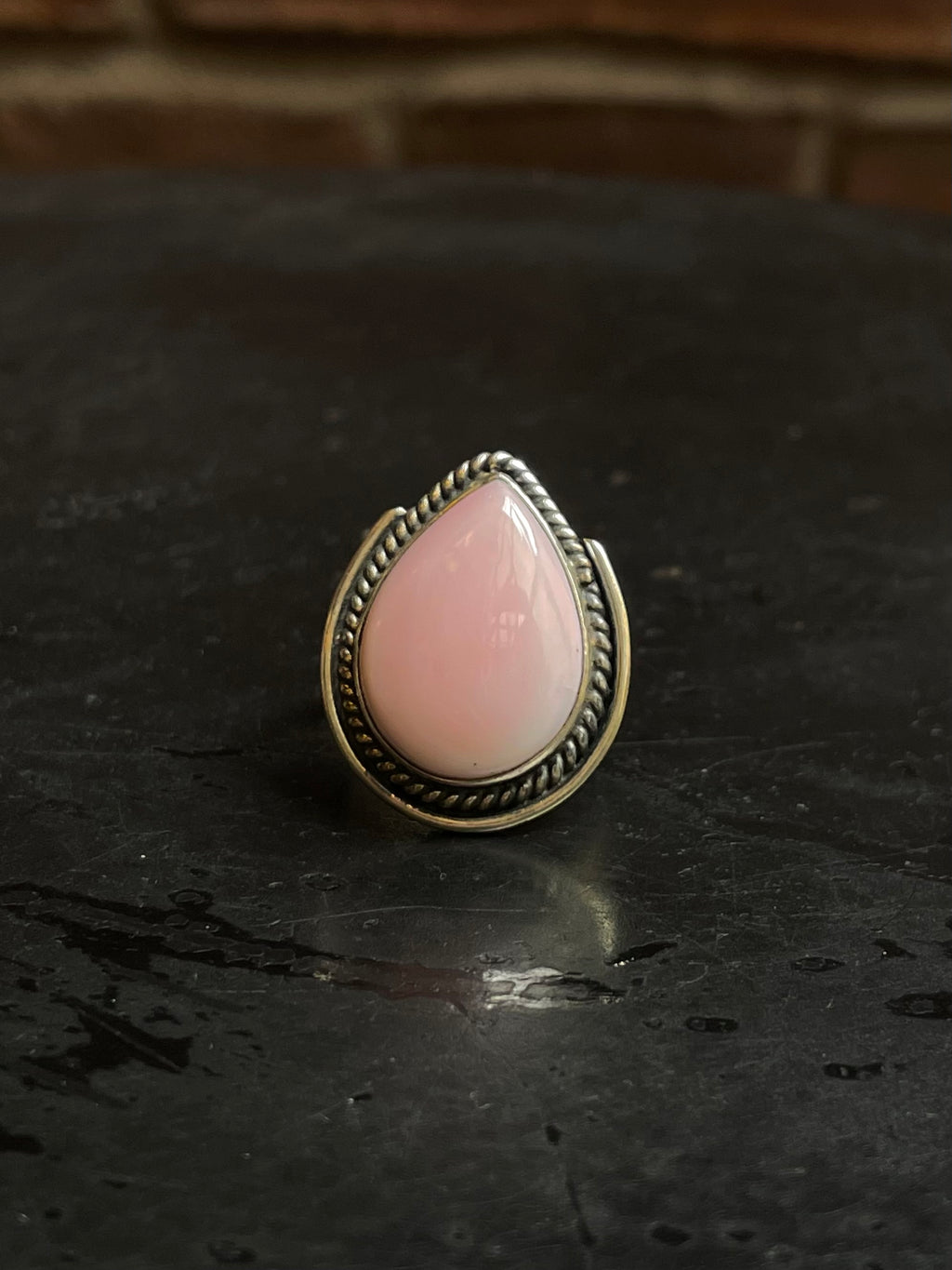 Pink Conch Teardrop Ring Size 8 | 925 Sterling Silver Southwest E150