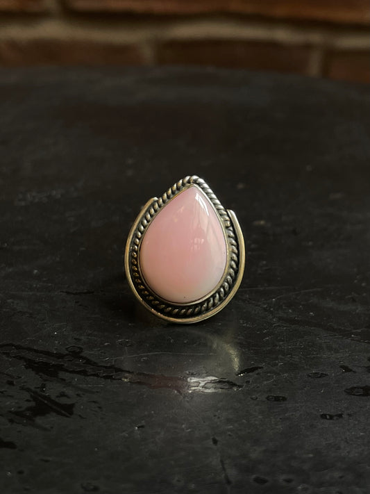 Pink Conch Teardrop Ring Size 8 | 925 Sterling Silver Southwest E150