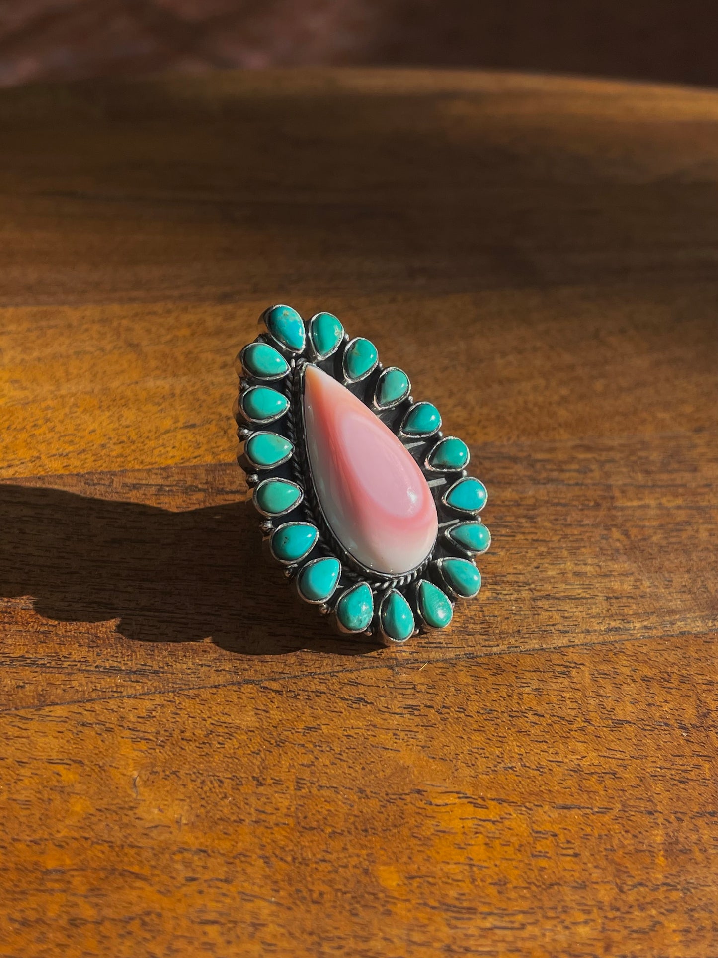 Kingman Turquoise Pink Conch Ring Size 5.75 | Sterling Silver 925 C799