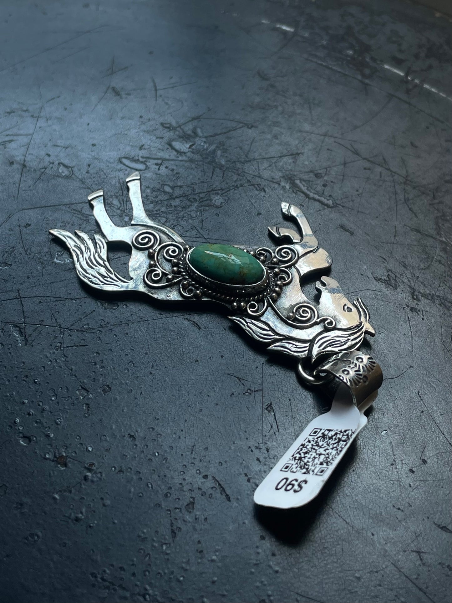 Kingman Turquoise Horse Pendant | Sterling Silver | A584