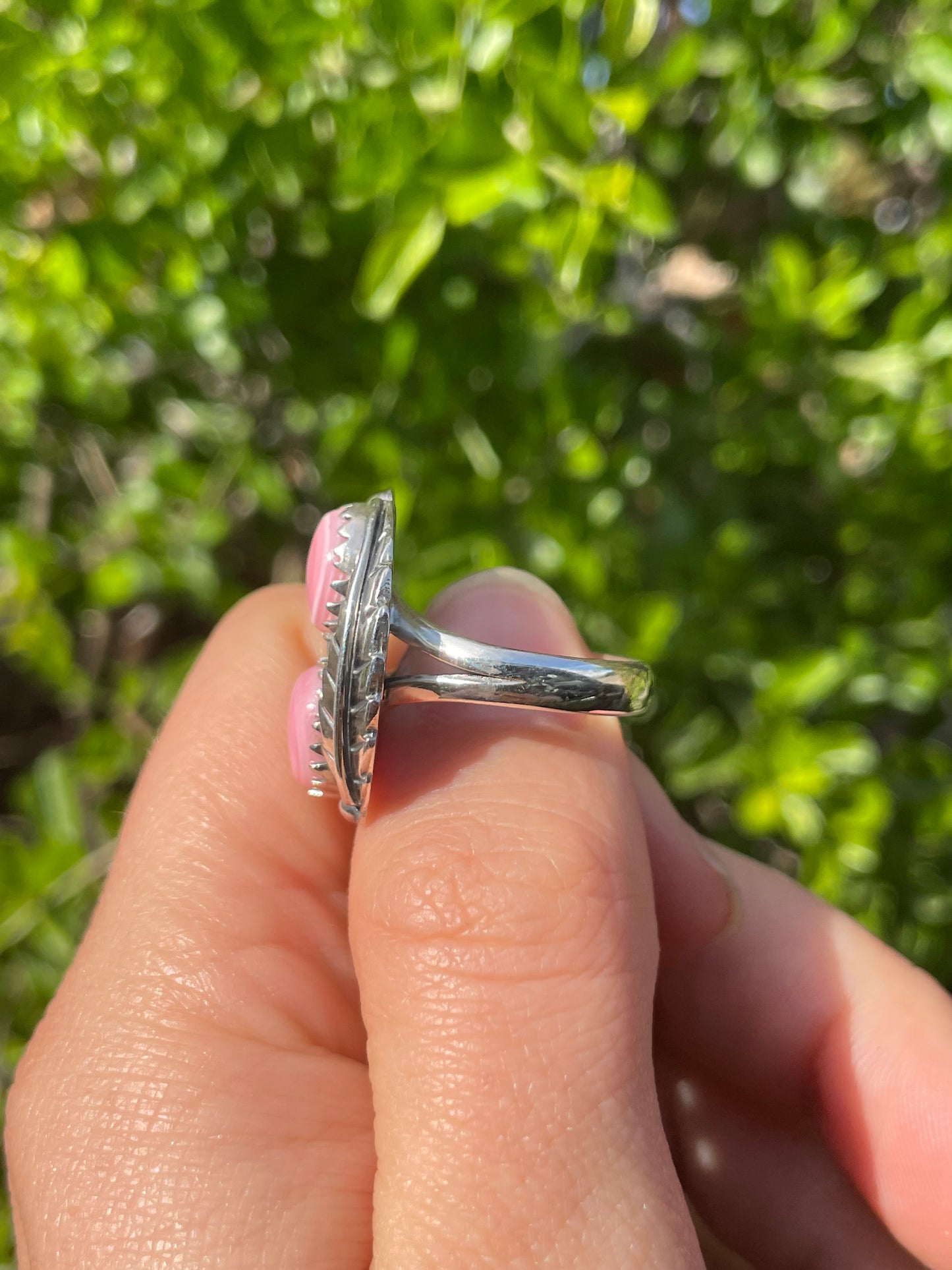 Pink Conch Feather Ring Size 8 | 925 Sterling Silver B580