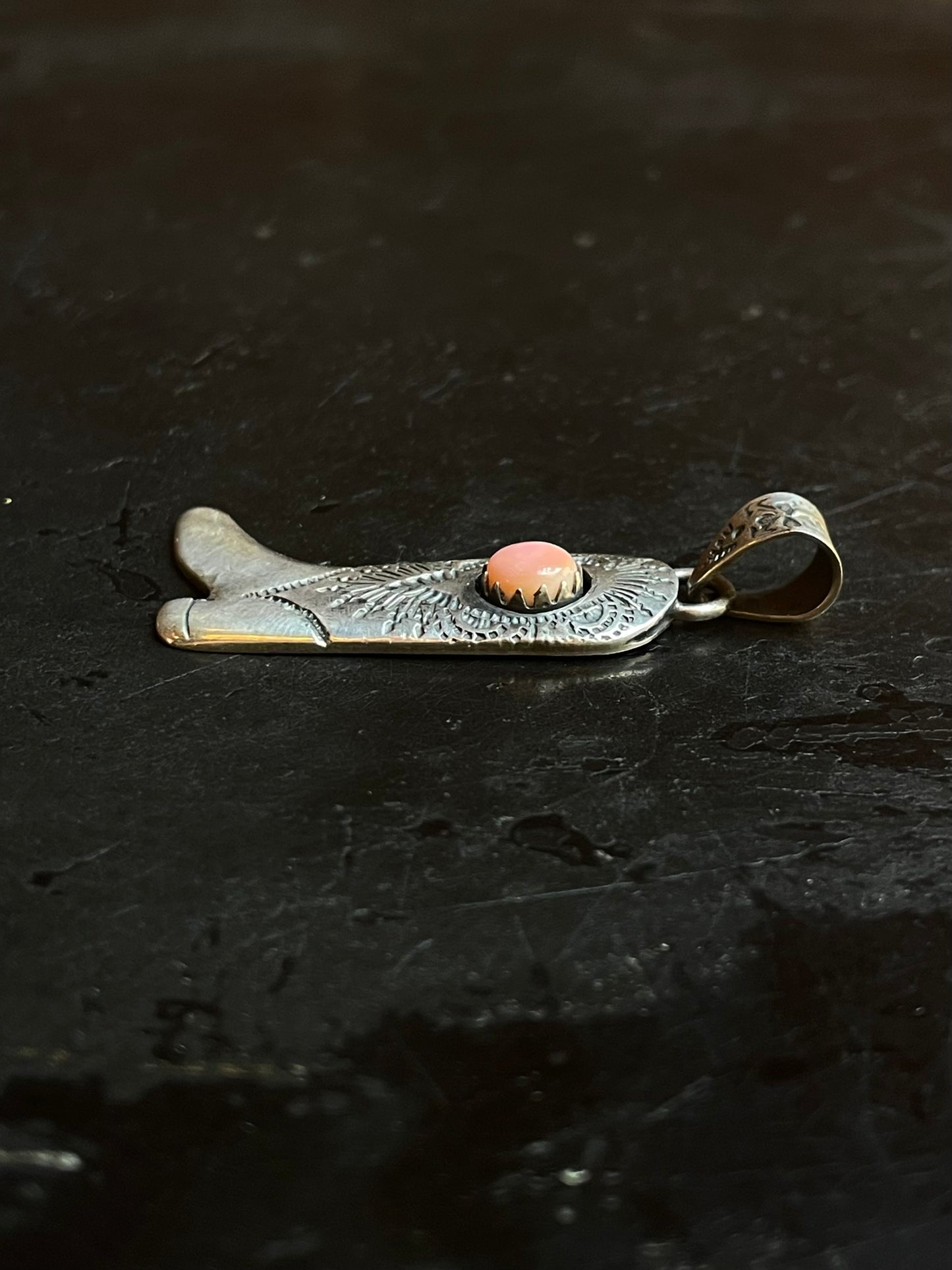 Pink Conch Cowboy Boot Pendant | Sterling Silver G453