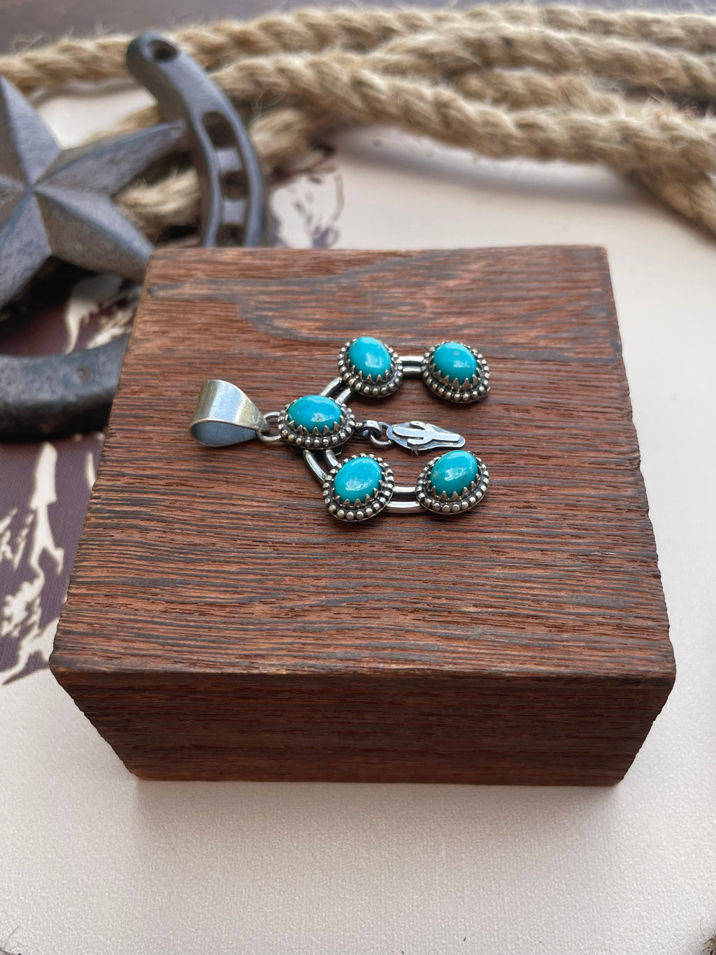 Turquoise Cactus Pendant | 925 Sterling Silver G689