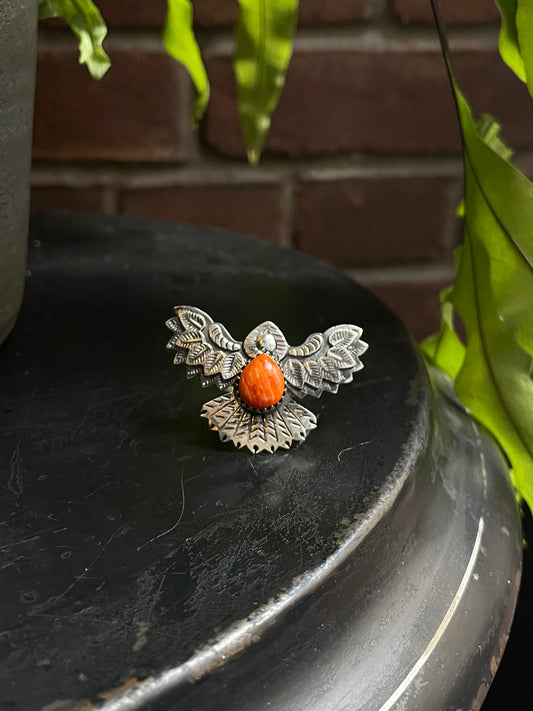 Spiny Oyster Thunderbird Ring | Sterling Silver 925 | Size 8 C734